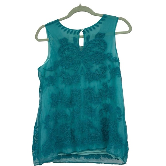 Sundance Blue Lace Floral Tank Top Size Small Spring Summer Basic - Picture 2 of 4